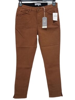 Wit & Wisdom Ankle Skimmer Pants Slit Hem High Rise Ab Solution Roasted Pecan 6